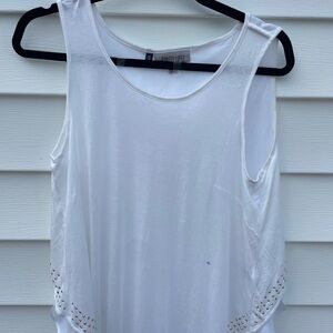 Jennifer Lopez White Sleeveless Top Sz M Sparkle Details, High low Design